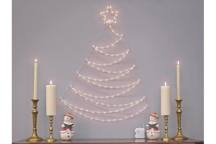 Christmas Lights On Wall In Shape Of Tree